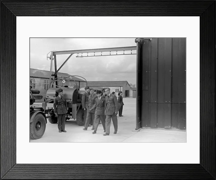 Framed Print : King George VI at Royal Party, Hook, Balloon Barrage. April 1939 Framed Print : King George VI at Royal Party, Hook, Balloon Barrage. April 1939