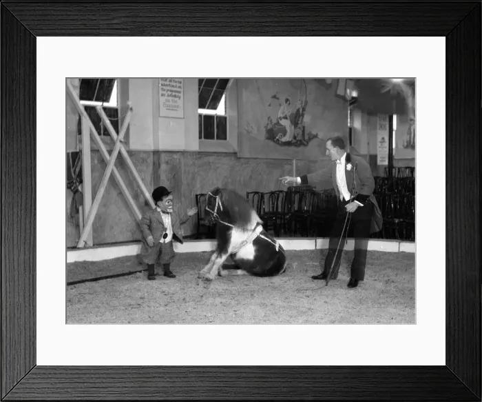 Framed Print : Bentalls Circus, slow exposure of miniature pony, trainer and dwarf