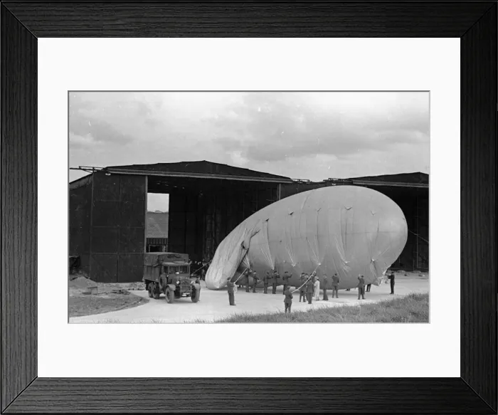 Framed Print : Preparations for Royal Party at Hook, Balloon Barage, Esher A. R. P. April 1939. L116 Framed Print : Preparations for Royal Party at Hook, Balloon Barage, Esher A. R. P. April 1939. L116