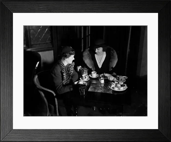 Framed Print : Two ladies taking afternoon tea. c. 1930 Framed Print : Two ladies taking afternoon tea. c. 1930