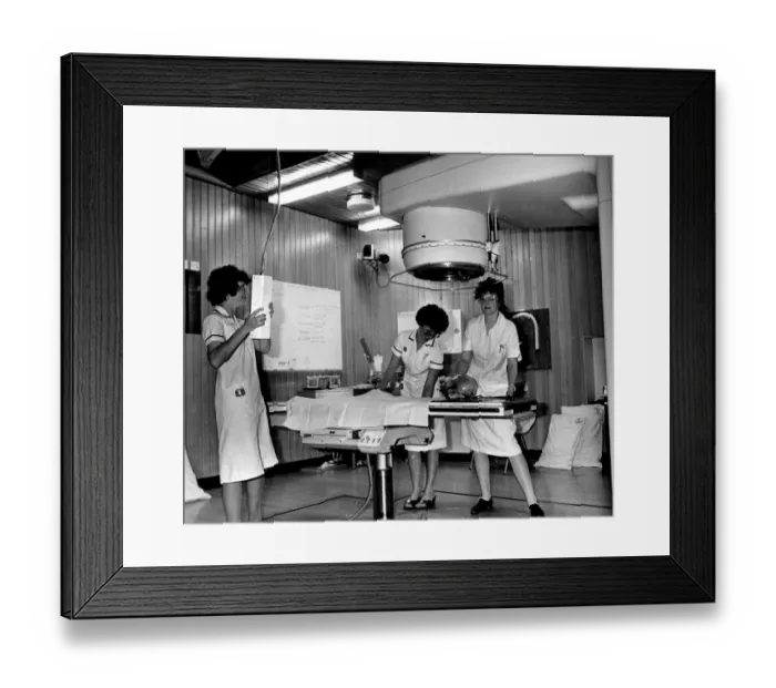 Framed Print : Radiographers prepare a treatment room at the new Radiotherapy unit at Walsgrave hospital