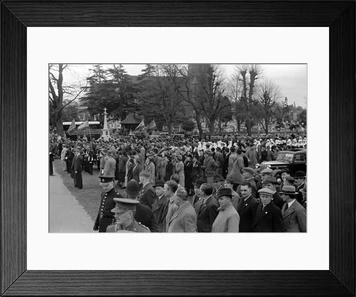 Framed Print : Civil Defense Forces marching, Esher. April 1939 Framed Print : Civil Defense Forces marching, Esher. April 1939