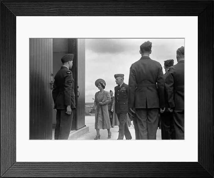 Framed Print : Royal Party at Hook, Queen Mother at Balloon Barage, Esher A. R. P. April 1939. L116