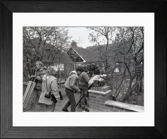 Framed Print : Lights, camera... but very little action. That was the scene as a camera crew filmed