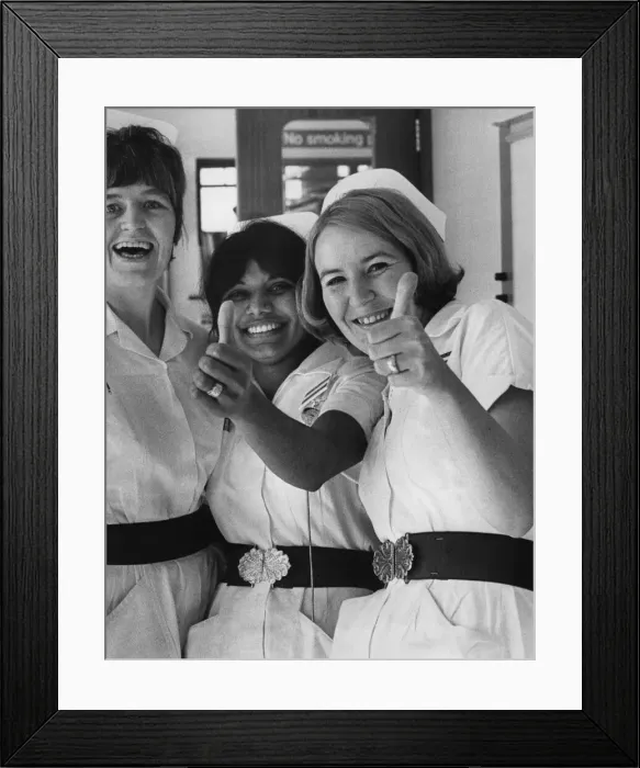 Framed Print : Nurses rejoice today following the announcement of their pay award Framed Print : Nurses rejoice today following the announcement of their pay award