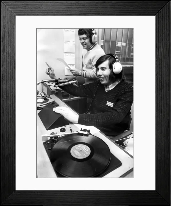 Framed Print : Its the Big D Show at Radio Walsgrave. Disc jockey Dave Stephenson(right Framed Print : Its the Big D Show at Radio Walsgrave. Disc jockey Dave Stephenson(right