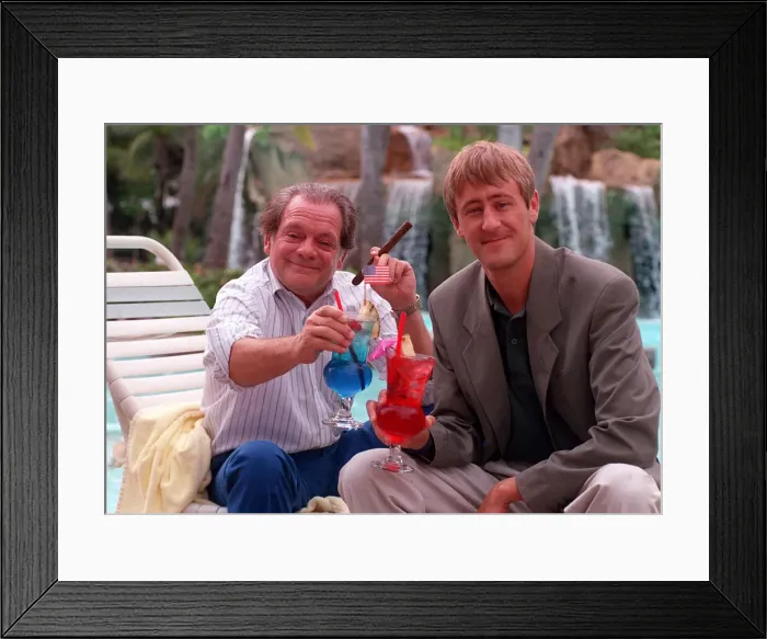 Framed Print : British actor David Jason with fellow actor Nicholas Lyndhurst from the television Framed Print : British actor David Jason with fellow actor Nicholas Lyndhurst from the television