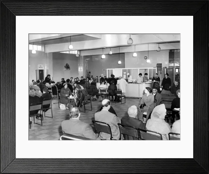 Framed Print : 16 / 11 / 1964. The busy out-patients department at Coventry & Warwickshire Hospital Framed Print : 16 / 11 / 1964. The busy out-patients department at Coventry & Warwickshire Hospital