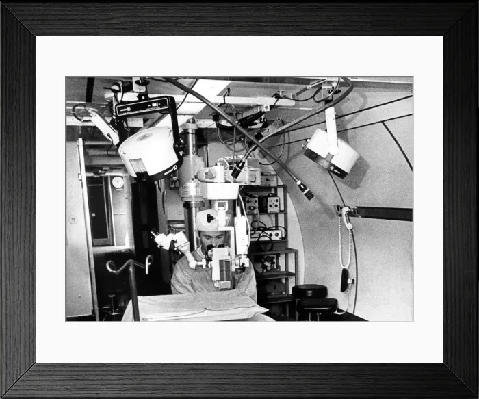 Framed Print : Staff opthalmologist Dr Stewart Ball in the operating theatre of the world Framed Print : Staff opthalmologist Dr Stewart Ball in the operating theatre of the world