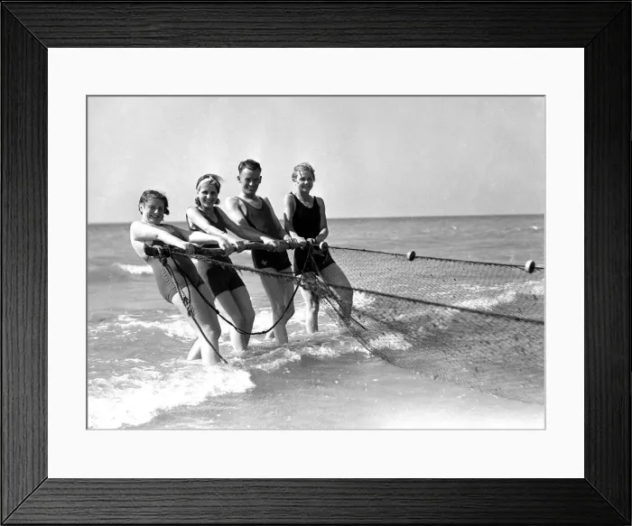 Framed Print : Alfieri. Pulling in the drag net. Figure Study. 29th August 1933 Framed Print : Alfieri. Pulling in the drag net. Figure Study. 29th August 1933