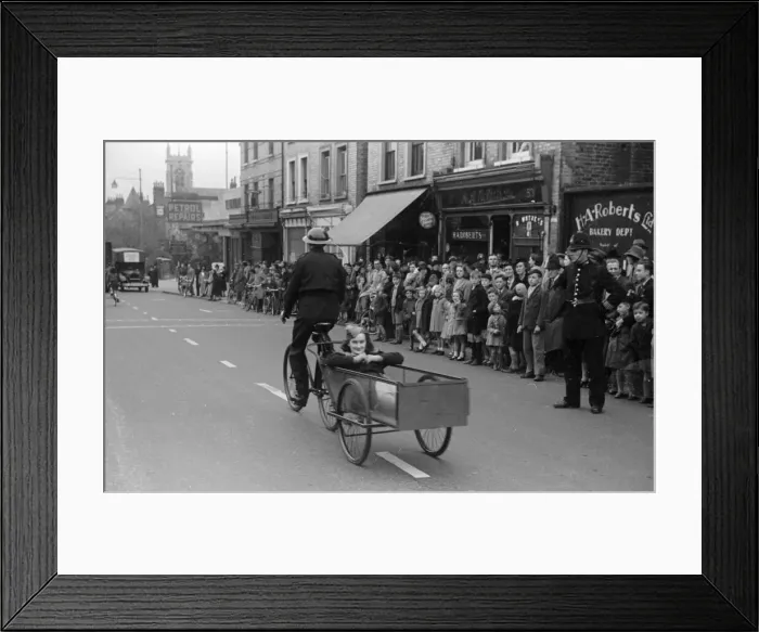 Framed Print : Alfieri. Crowds line the street as Invasion Exercises are carried out by members of Framed Print : Alfieri. Crowds line the street as Invasion Exercises are carried out by members of