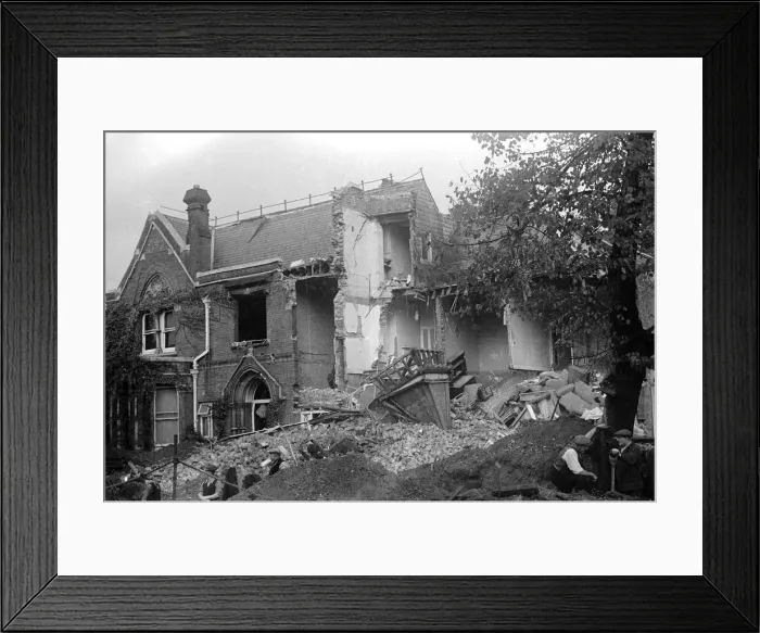 Framed Print : Alfieri. Air Raid damage to house at Kingston Hill, Redford. October 2nd 1940 Framed Print : Alfieri. Air Raid damage to house at Kingston Hill, Redford. October 2nd 1940