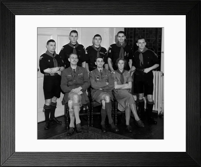 Framed Print : Scout dinner at Surbiton. October 1933 Group of Scout Masters at the dinner held Framed Print : Scout dinner at Surbiton. October 1933 Group of Scout Masters at the dinner held