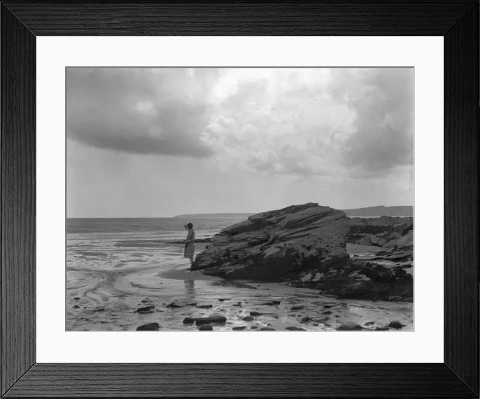 Framed Print : A young girl seen here on the beach near Par, Cornwall. August 1927 132a Framed Print : A young girl seen here on the beach near Par, Cornwall. August 1927 132a