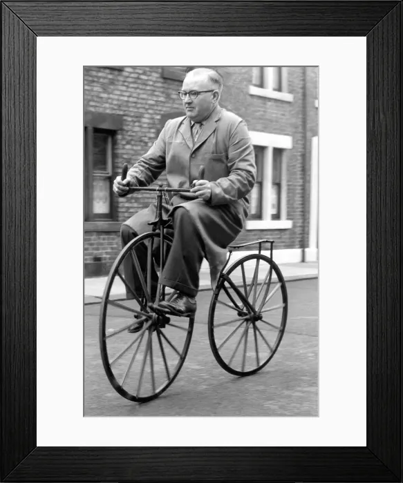 Framed Print : Mr. Ernest Sander ont his 1860 boneshaker Framed Print : Mr. Ernest Sander ont his 1860 boneshaker