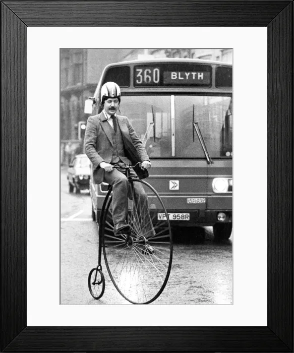 Framed Print : Mr. Peter Golding, of Jesmond, Newcastle, with his penny farthing Framed Print : Mr. Peter Golding, of Jesmond, Newcastle, with his penny farthing