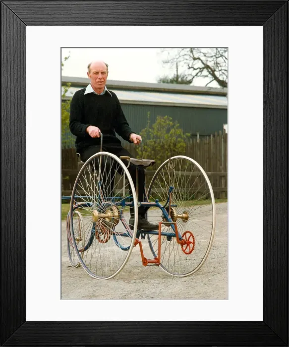Framed Print : Tommy Thompson on the 109 year old tricycle at Beamish Museum Framed Print : Tommy Thompson on the 109 year old tricycle at Beamish Museum