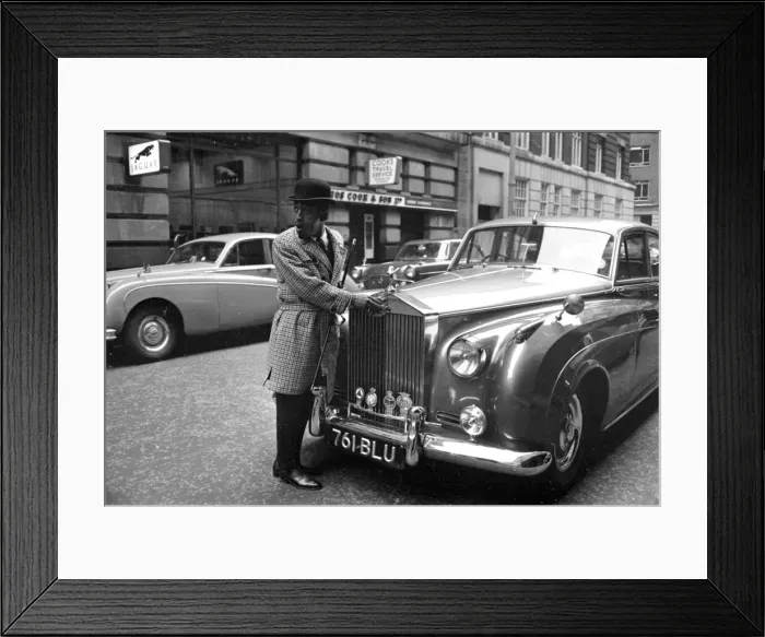 Framed Print : Sammy Davis Jnr. in London polishing his new Rolls Royce. 31st March 1963 Framed Print : Sammy Davis Jnr. in London polishing his new Rolls Royce. 31st March 1963