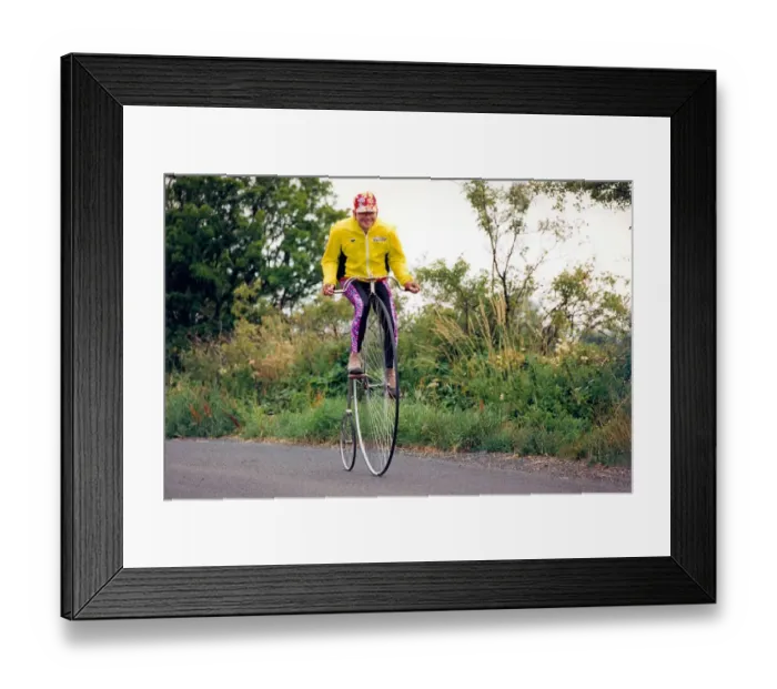 Framed Print : An intrepid cycling fan set out yesterday to pedal 100 miles in a coast-to-coast marathon Framed Print : An intrepid cycling fan set out yesterday to pedal 100 miles in a coast-to-coast marathon