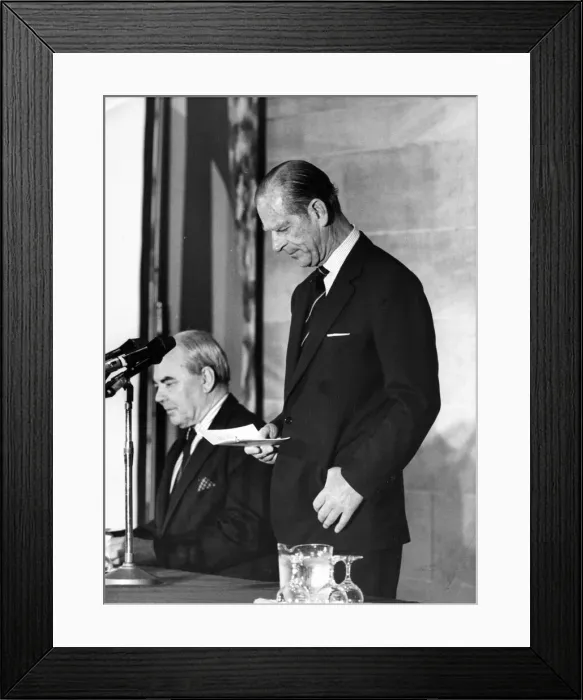 Framed Print : Prince Philip, Duke of Edinburgh, visits Newcastle to address a North-East Coast Framed Print : Prince Philip, Duke of Edinburgh, visits Newcastle to address a North-East Coast