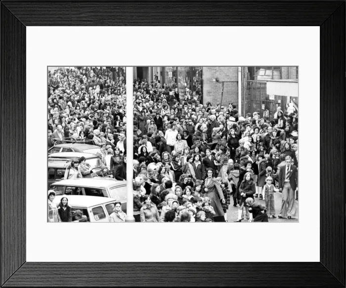 Framed Print : Fans and supporters of Radio One DJ Diddy David Hemilton throng around the precinct in Framed Print : Fans and supporters of Radio One DJ Diddy David Hemilton throng around the precinct in