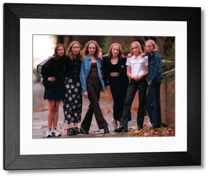 Framed Print : The Walton Sextuplets growing up November 1997 From Left Sarah Walton Kate Walton Jenny