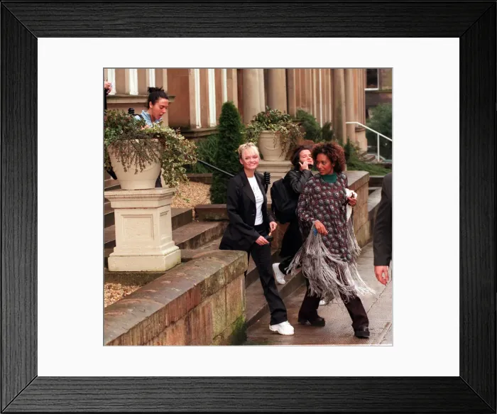 Framed Print : Spice Girls Mel C Emma Bunton and Mel B leaving One Devonshire Gardens April 1998 Framed Print : Spice Girls Mel C Emma Bunton and Mel B leaving One Devonshire Gardens April 1998
