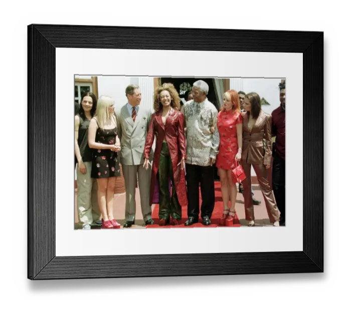 Framed Print : President Nelson Mandela with Spice Girls November 1997 during their visit to Framed Print : President Nelson Mandela with Spice Girls November 1997 during their visit to