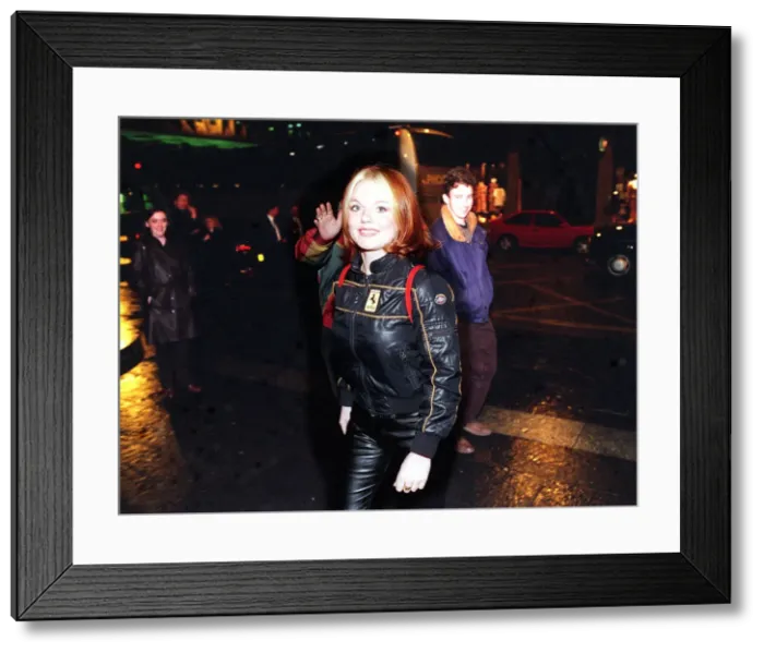 Framed Print : Pop singer Geri Halliwell of The Spice Girls going to the Apartment nightclub in Glasgow