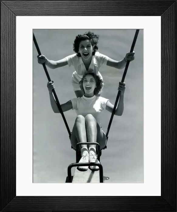 Framed Print : Fun in th Sun, August 1952 Summer holidays for Maggie Lemonde (standing