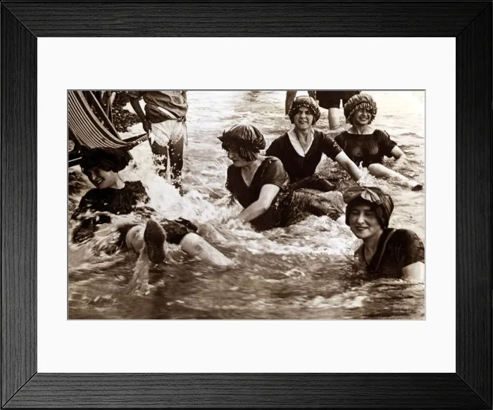 Framed Print : Women bathing in the sea May 1948 Seaside 07  /  05  /  1948