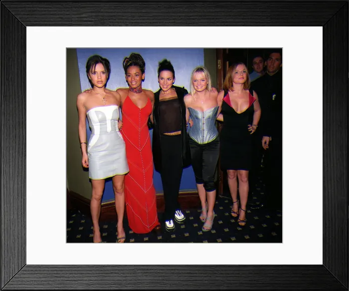 Framed Print : The Spice Girls arriving at the Cafe De Paris April 1998 for their after show party Framed Print : The Spice Girls arriving at the Cafe De Paris April 1998 for their after show party