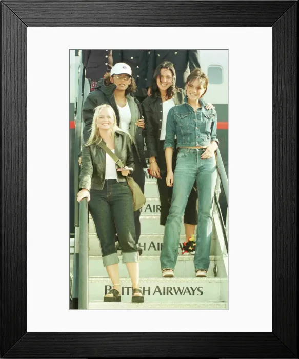 Framed Print : The Spice GirlsSept 1998 arrive at Heathrow from Prague Emma Brunton Victoria Framed Print : The Spice GirlsSept 1998 arrive at Heathrow from Prague Emma Brunton Victoria