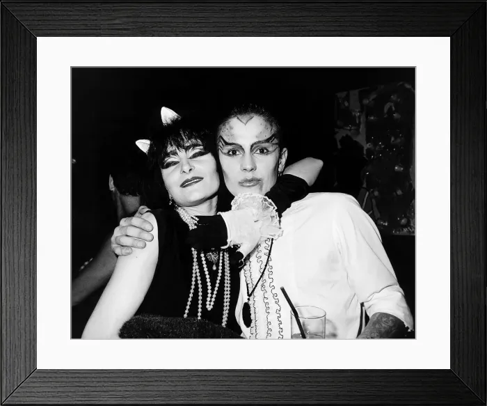 Framed Print : Siouxsie with the drummer of the culture club at a halloween party in a night club Framed Print : Siouxsie with the drummer of the culture club at a halloween party in a night club