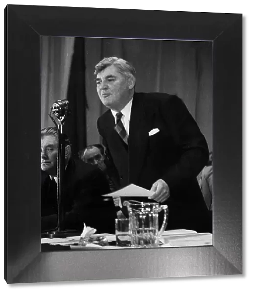 Aneurin Bevan Labour MP giving conference speech in 1952 in Morcombe