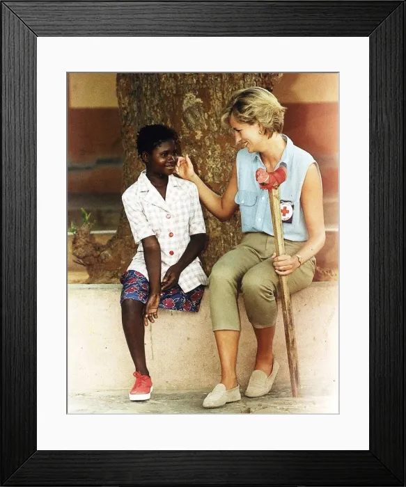 Framed Print : Diana, Princess of Wales four day visit to Angola, the former Portuguese colony torn Framed Print : Diana, Princess of Wales four day visit to Angola, the former Portuguese colony torn