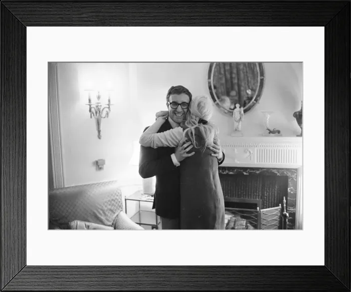 Framed Print : Actor and comedian Peter Sellers seen her with his film actress fiancee Britt Ekland