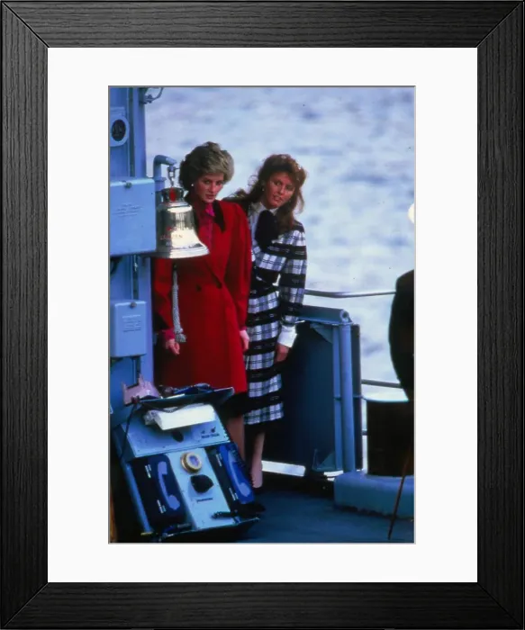 Framed Print : Diana, The Princess of Wales, accompanied by Sarah Ferguson on a visit to HMS Brazen Framed Print : Diana, The Princess of Wales, accompanied by Sarah Ferguson on a visit to HMS Brazen