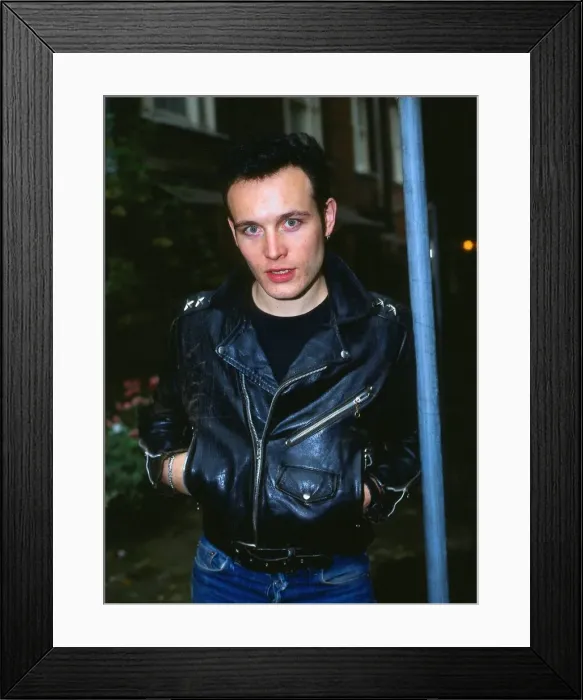 Framed Print : Adam Ant pop singer September 1984 Black leather jacket hands in pockets