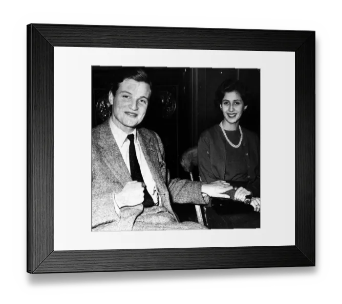 Framed Print : James Goldsmith newly married couple January 1954