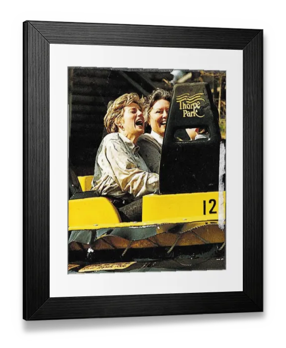Framed Print : Princess Diana laughing and getting soaked on the Thunder River boat ride in Thorpe Park