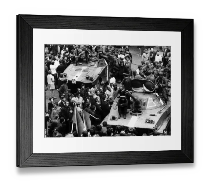 Framed Print : Russian tanks in Prague 1968 Czechoslovakia people stare at Russian soldiers on tank Framed Print : Russian tanks in Prague 1968 Czechoslovakia people stare at Russian soldiers on tank