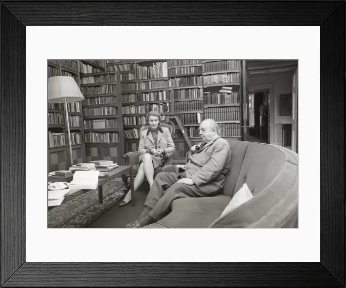 Framed Print : Novelist J. B. Priestley in the library of his home with his wife, Jacquetta Hawkes Framed Print : Novelist J. B. Priestley in the library of his home with his wife, Jacquetta Hawkes