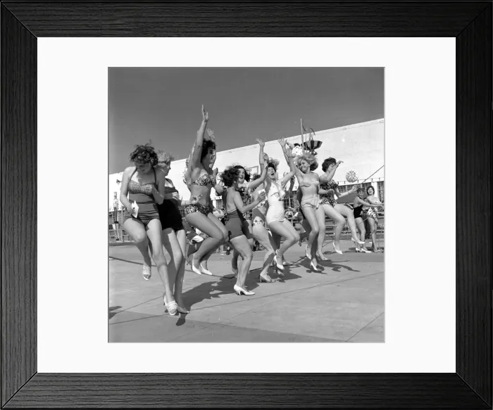 Framed Print : Contestants in a beach beauty competition at Skegness 26th July 1960 Framed Print : Contestants in a beach beauty competition at Skegness 26th July 1960