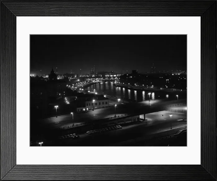 Framed Print : The Moskva River and the Moscow skyline by night. April 1960 M4000 Framed Print : The Moskva River and the Moscow skyline by night. April 1960 M4000