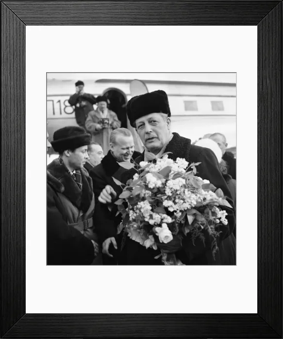 Framed Print : British Prime Minister Harold MacMillan seen here arriving at Moscow airport at the start Framed Print : British Prime Minister Harold MacMillan seen here arriving at Moscow airport at the start
