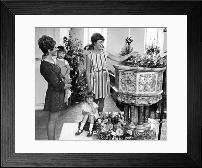 Framed Print : These two children were baptised in the font at Alveston Parish church Framed Print : These two children were baptised in the font at Alveston Parish church