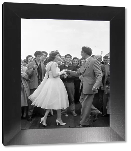 Beauty Queen dancing with Ken Dodd at Blackpool 5th August 1958