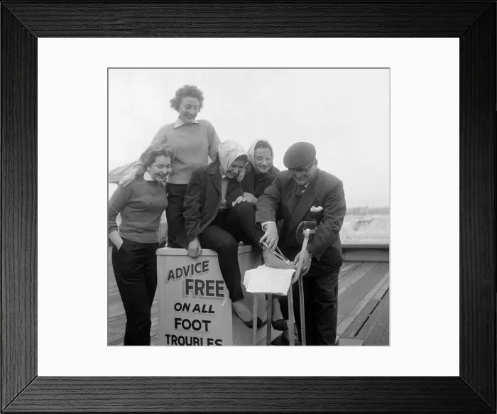 Framed Print : Women at Blackpool having their feet seen to. 5th August 1958 Framed Print : Women at Blackpool having their feet seen to. 5th August 1958