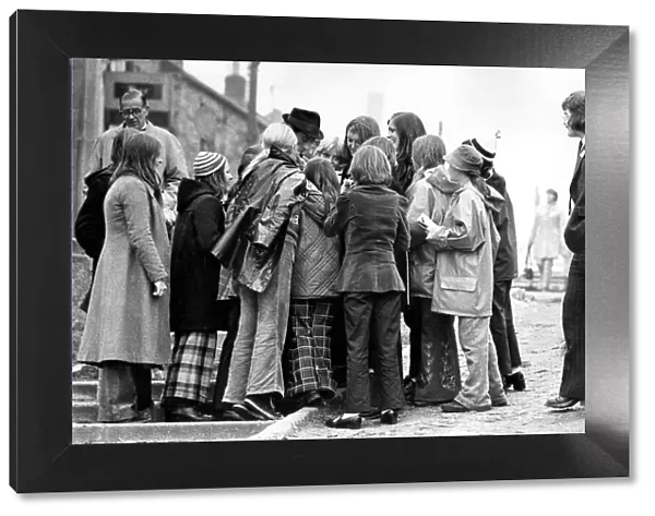 A crowd of young people surround Jeremy Thorpe (Liberal) at Seahouses in 1973